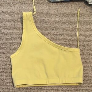 Zara Yellow One-Shoulder Top